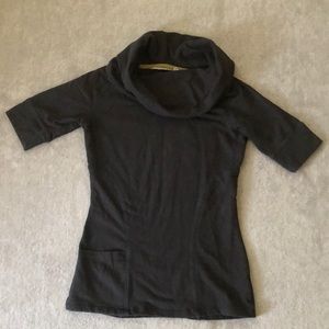 Athleta Black Short Sleeve Cowl Neck Sweatshirt XXS
